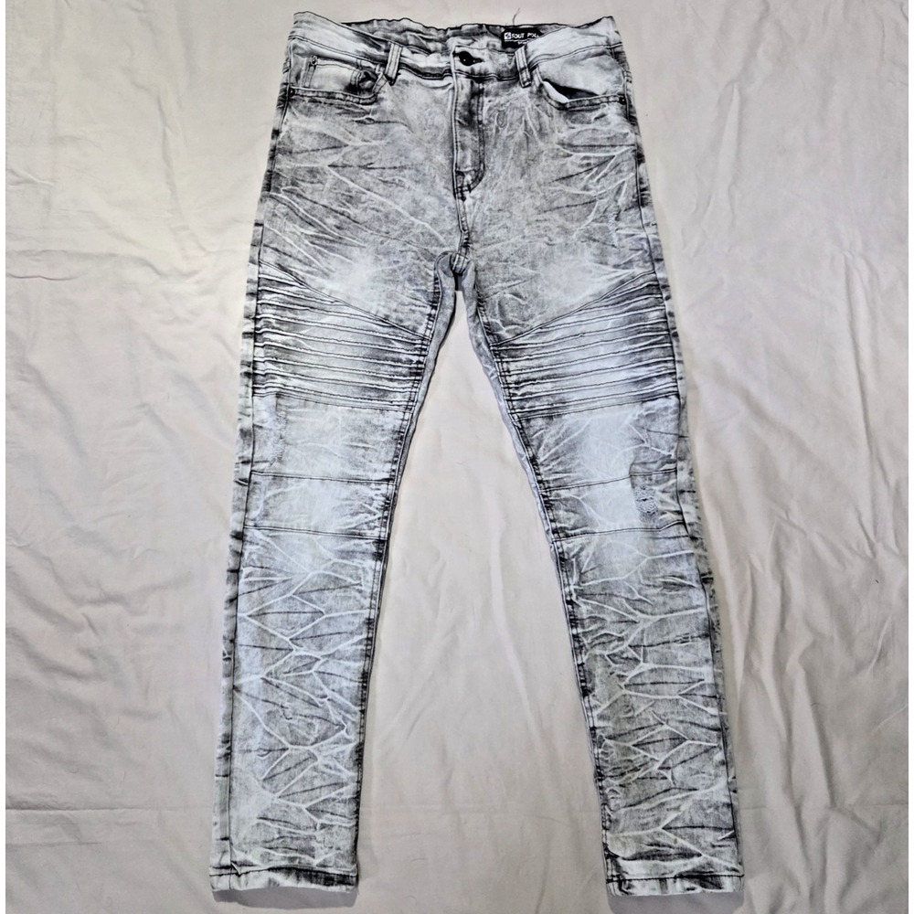 Southpole Jeans Mens 32x28 Gray Skinny Stretch Hip Hop Y2k Faded Dark Wash Denim